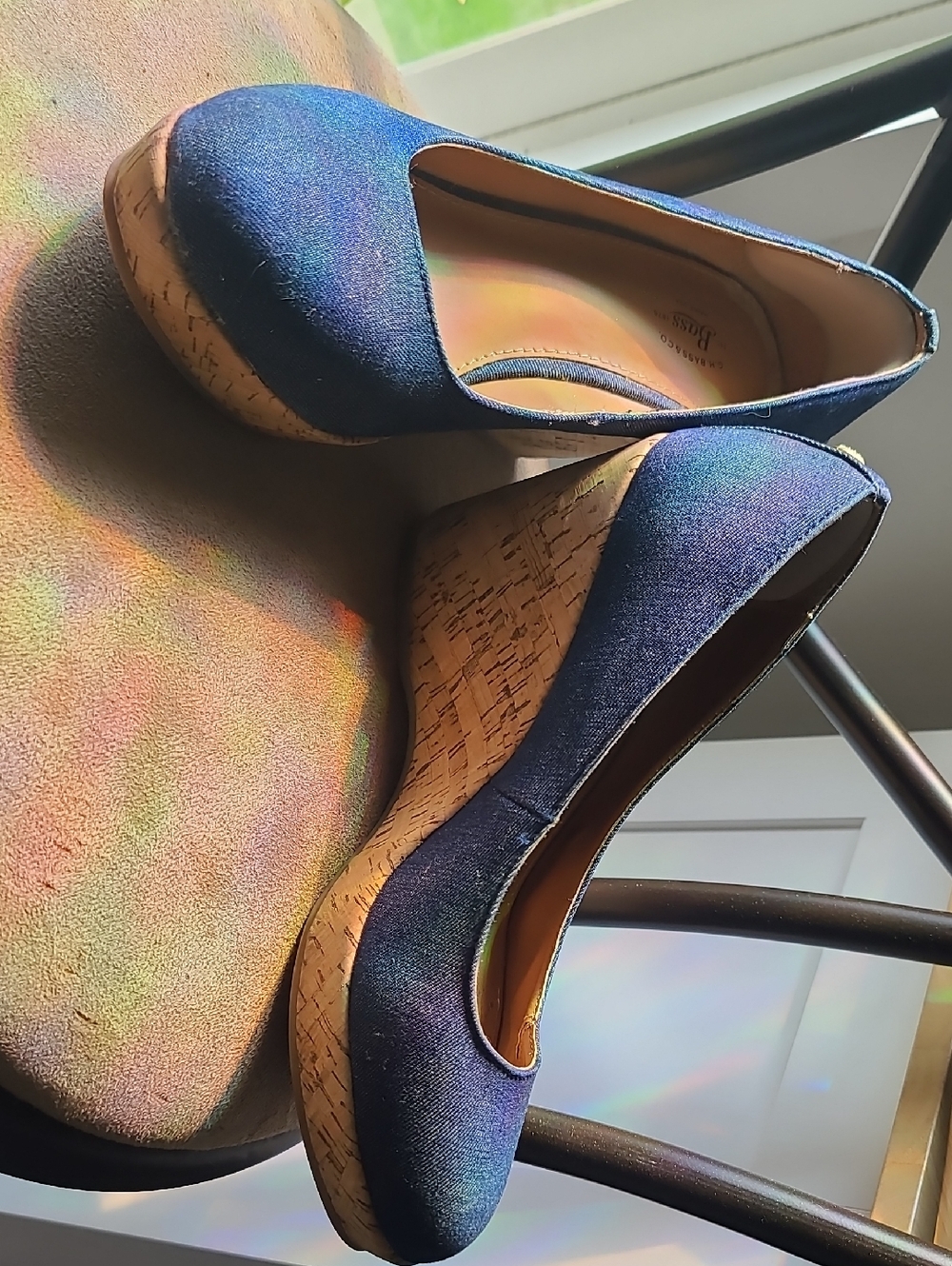 Bass Navy Blue Cork Wedges -KARLIE